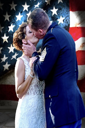 Bride and Groom at Three Falls Cove on their wedding day